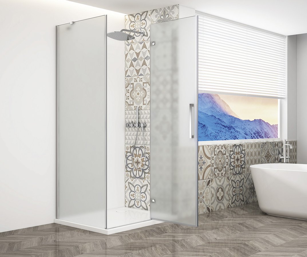 Gelco TRINITY CHROME čtvercový sprchový kout 1000x1000mm, matné sklo, pravé GT5610-10MR-CH