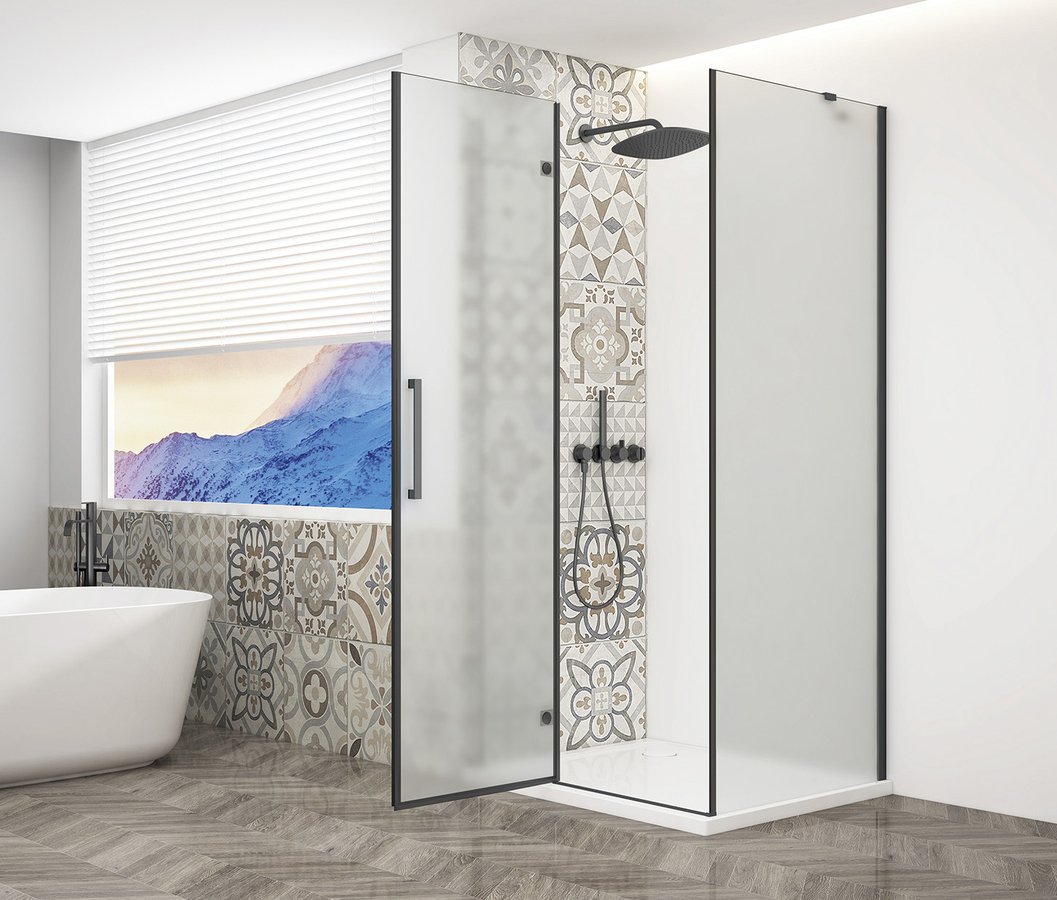 Gelco TRINITY BLACK čtvercový sprchový kout 800x800mm, matné sklo, levé GT5680-80ML-B