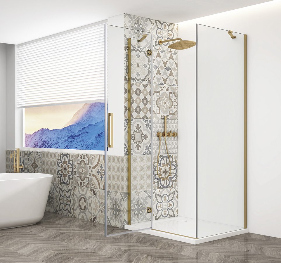 Gelco TRINITY GOLD MATT obdélníkový sprchový kout 1100x1200mm, čiré sklo, levé GT5612-11CL-G