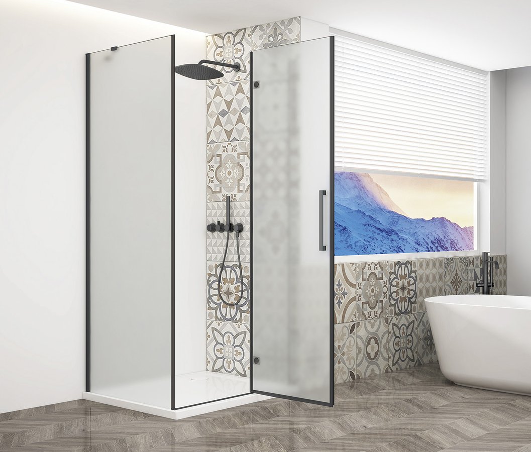 Gelco TRINITY BLACK obdélníkový sprchový kout 1100x1200mm, matné sklo, pravé GT5612-11MR-B