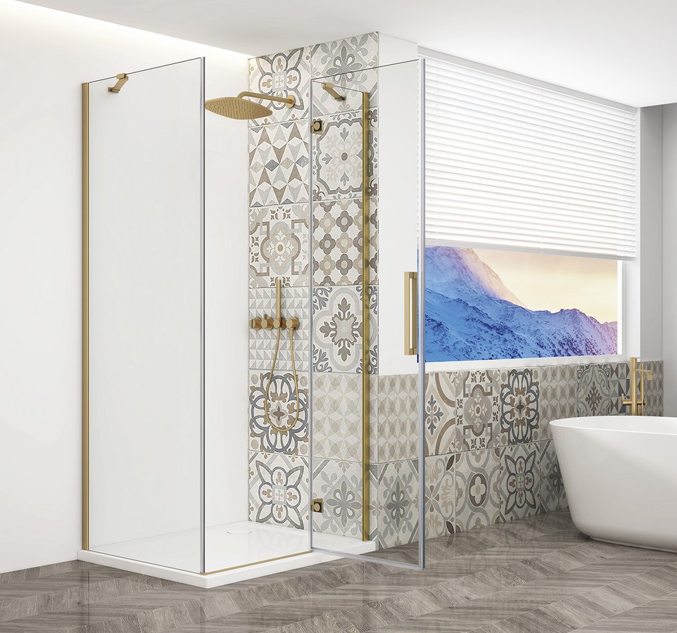 Gelco TRINITY GOLD MATT obdélníkový sprchový kout 1000x900mm, čiré sklo, pravé GT5690-10CR-G