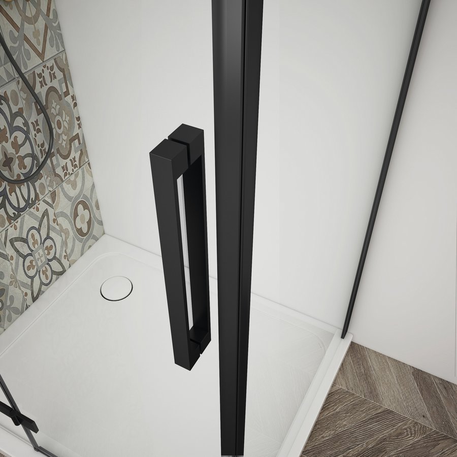 Gelco TRINITY BLACK čtvrtkruhový sprchový kout 900x900mm, čiré sklo, levé GT6590CL-B