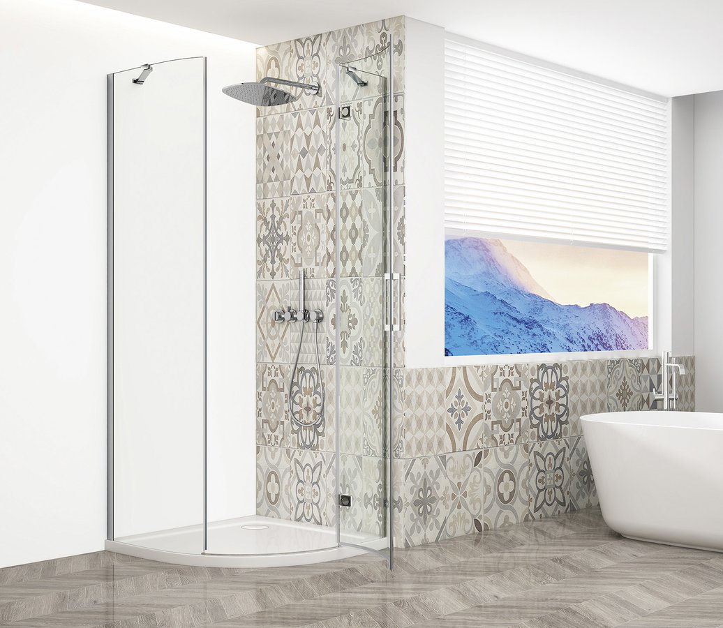 Gelco TRINITY CHROME čtvrtkruhový sprchový kout 900x900mm, čiré sklo, pravé GT6590CR-CH