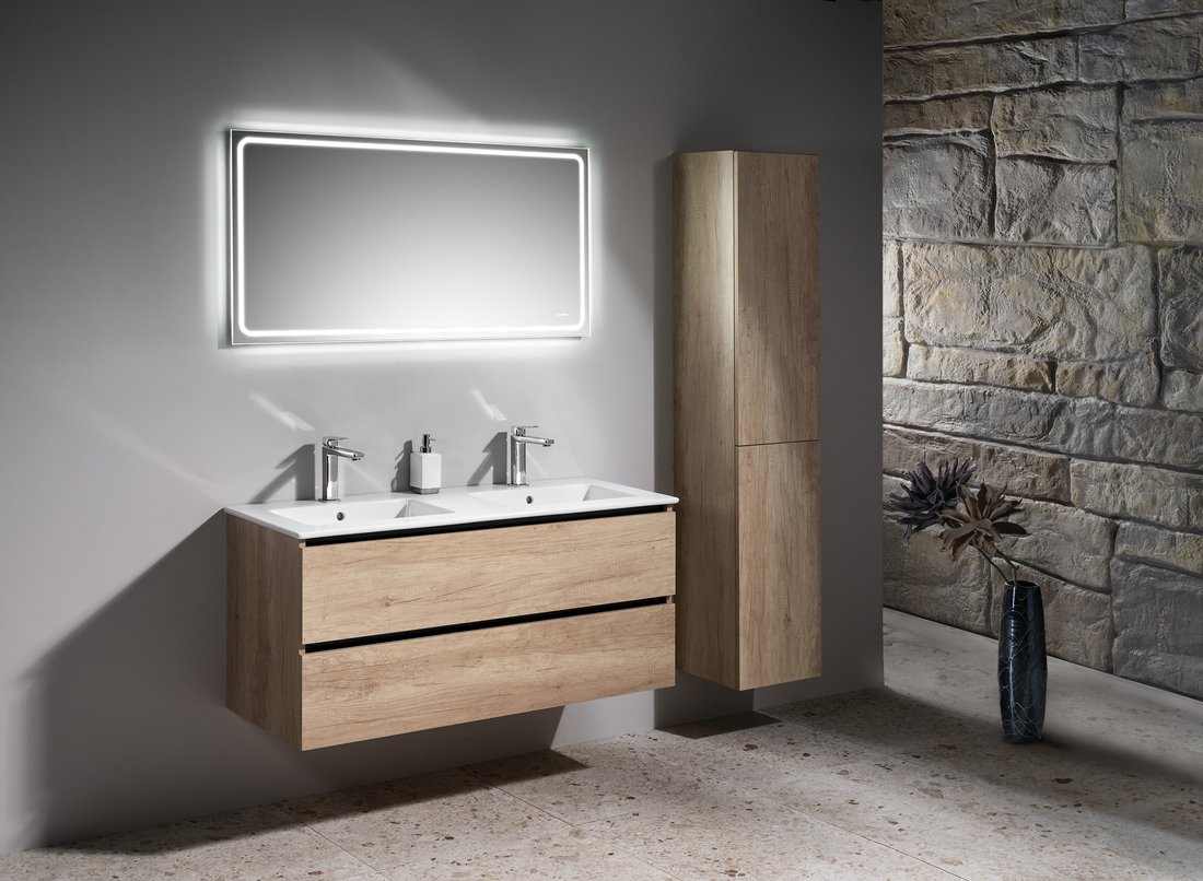 Sapho EZARA dvojumyvadlová skříňka 120x55x46cm, bílá lesk EZ121-3030