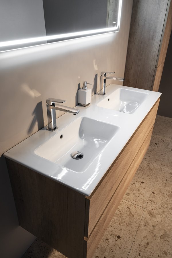 Sapho EZARA dvojumyvadlová skříňka 120x55x46cm, bílá lesk EZ121-3030