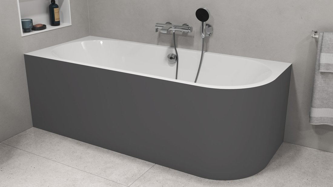 Polysan VIVA L MONOLITH asymetrická vana 170x75x60cm, bílá/carina 70119M.41