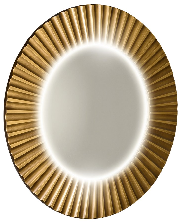 PRIDE kulaté zrcadlo s LED osvětlením v rámu ø 90cm, bronz PD954