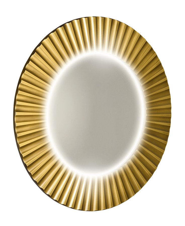PRIDE kulaté zrcadlo s LED osvětlením v rámu ø 75cm, zlato PD750