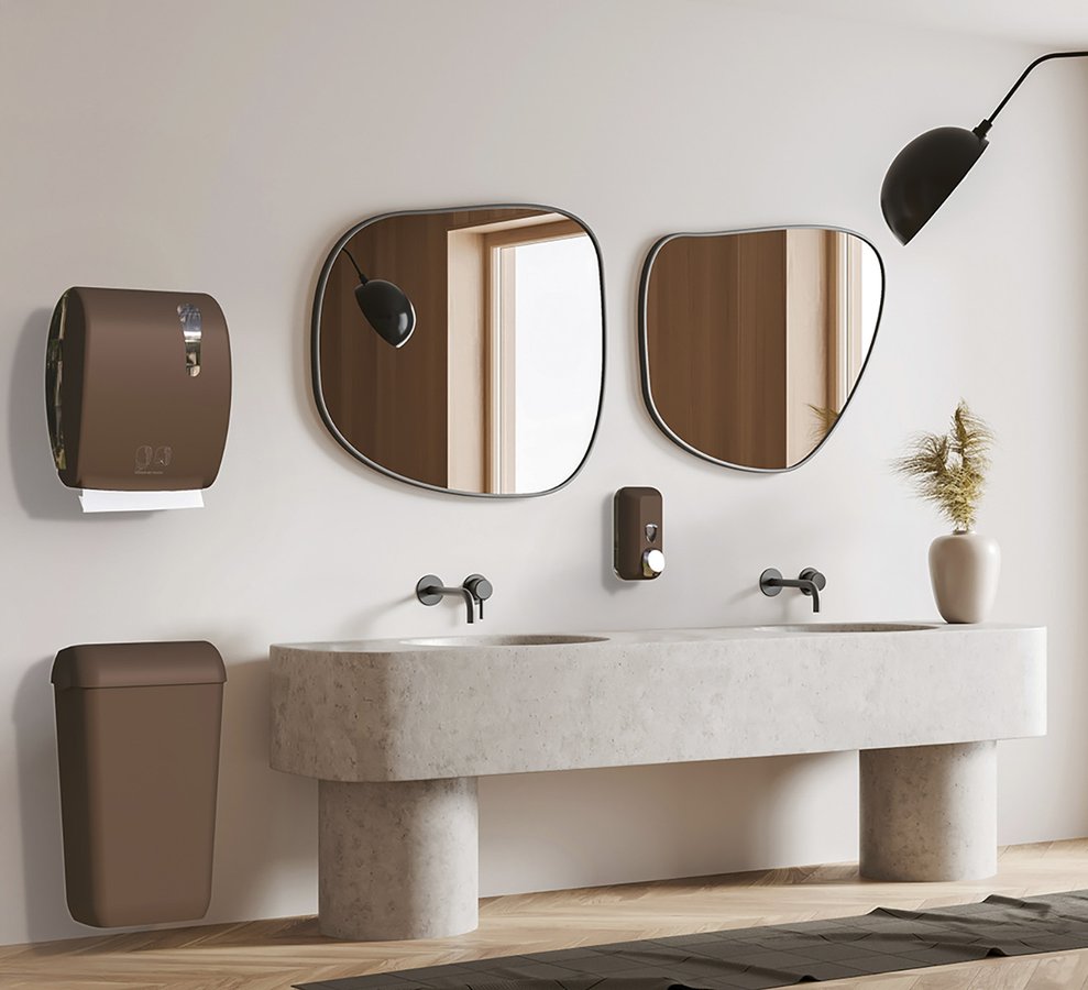 MARPLAST ECOLORED odpadkový koš nástěnný s víkem 23l, ABS, Soft Touch, hnědá A74020DB