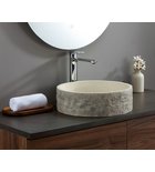 Photo: ISPIR betonowa umywalka z odpływem, 40cm, biały piaskowiec