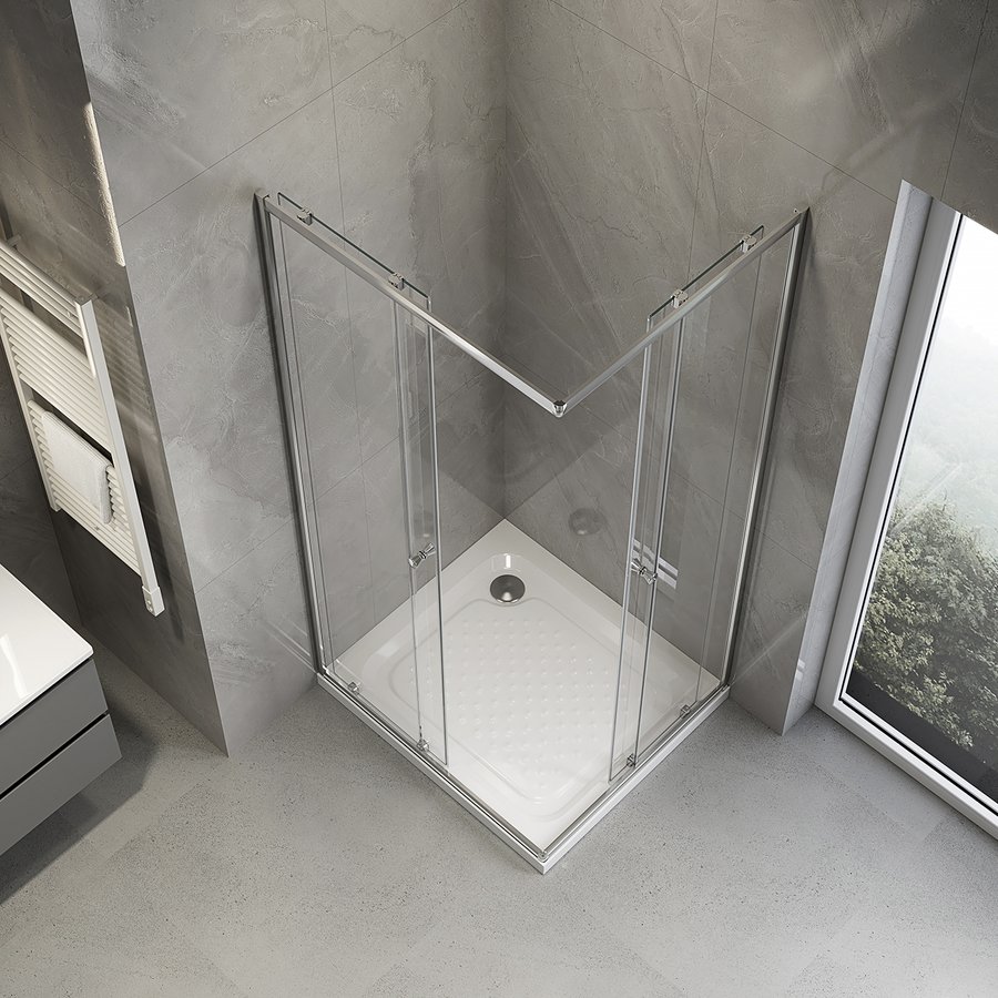 Aqualine AGGA obdélníková sprchová zástěna 900x800mm, čiré sklo HLF809Y