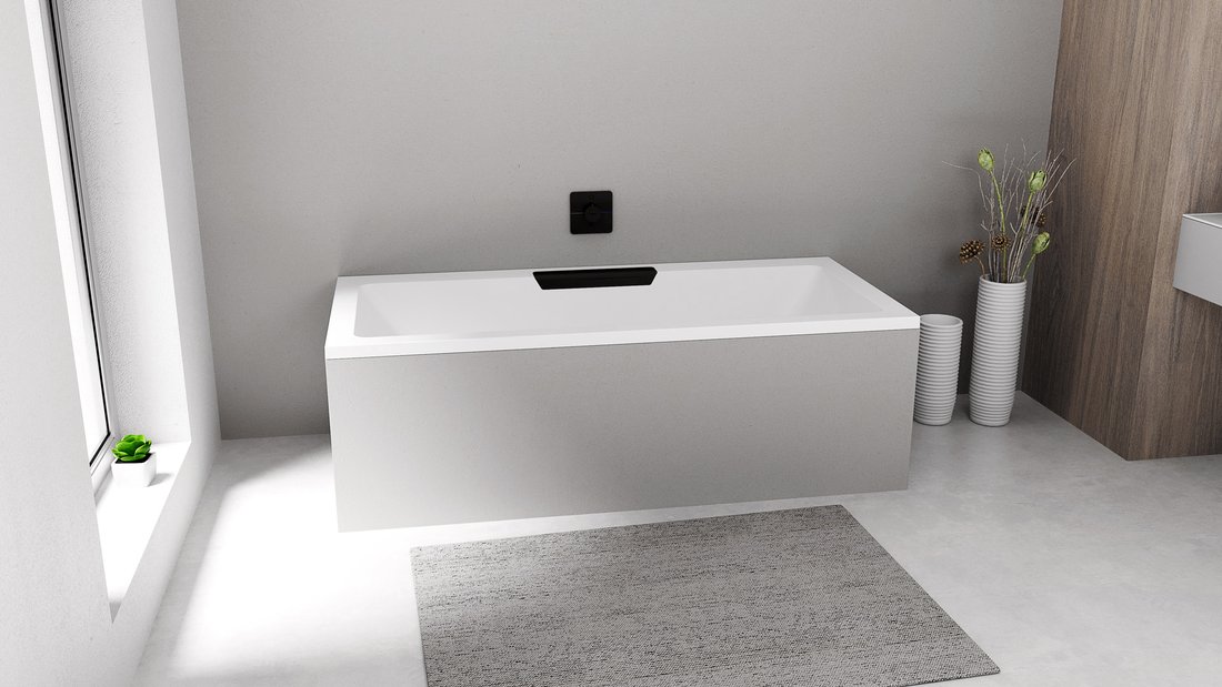 Polysan CASCATA obdélníková vana 185x85x45cm, kaskáda černá 73836.102
