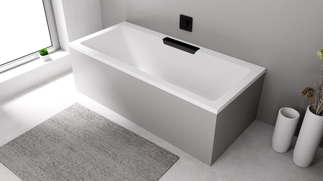 Polysan CASCATA obdélníková vana 185x85x45cm, kaskáda černá 73836.102