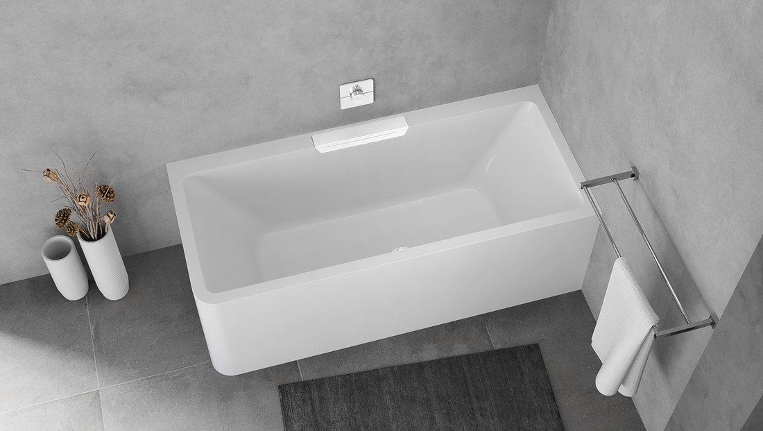 Polysan CASCATA R MONOLITH obdélníková vana 180x80x60cm, kaskáda bílá 73836MR.101