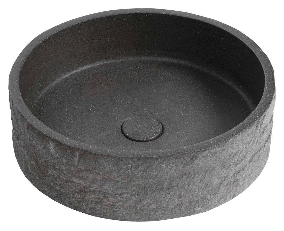 Sapho ISPIR betonové umyvadlo včetně výpusti, 40cm, černý granit AR476