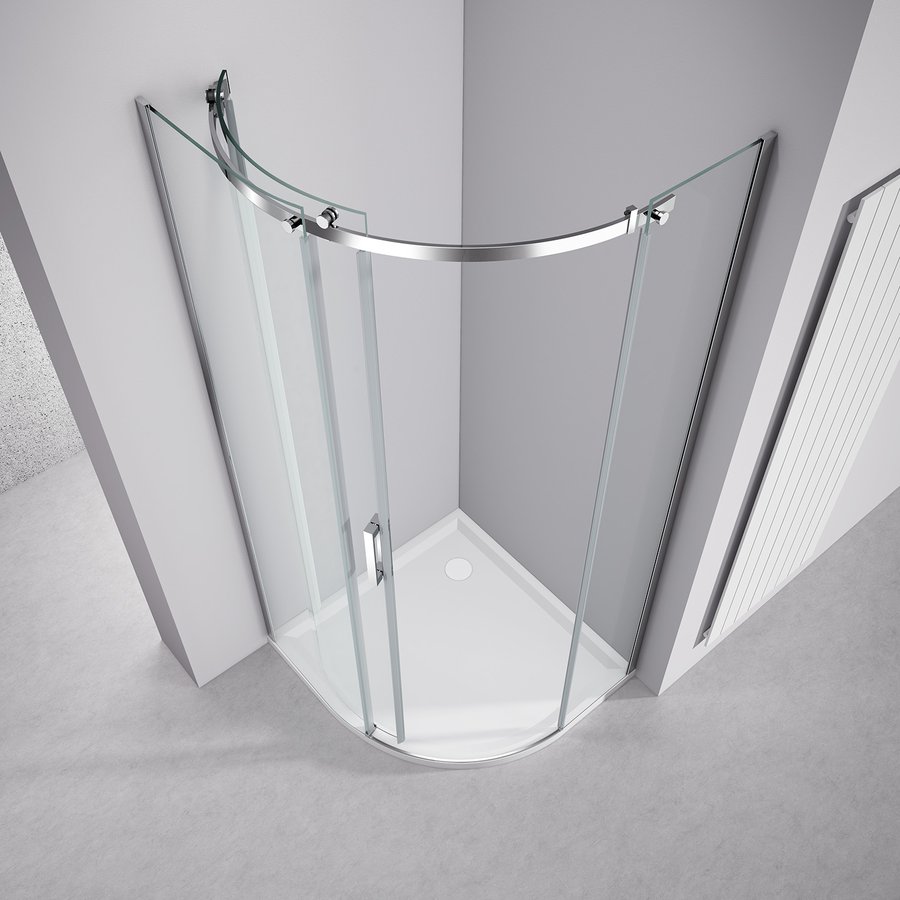 Polysan THRON ROUND čtvrtkruhová sprchová zástěna 900x900mm, čiré sklo, levá TL2690L-5005
