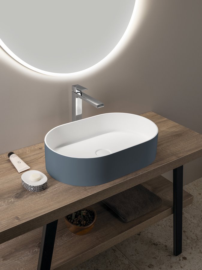 Sapho THIN umyvadlo na desku, Rockstone, 55x35cm, siena/bílá mat WN205-42