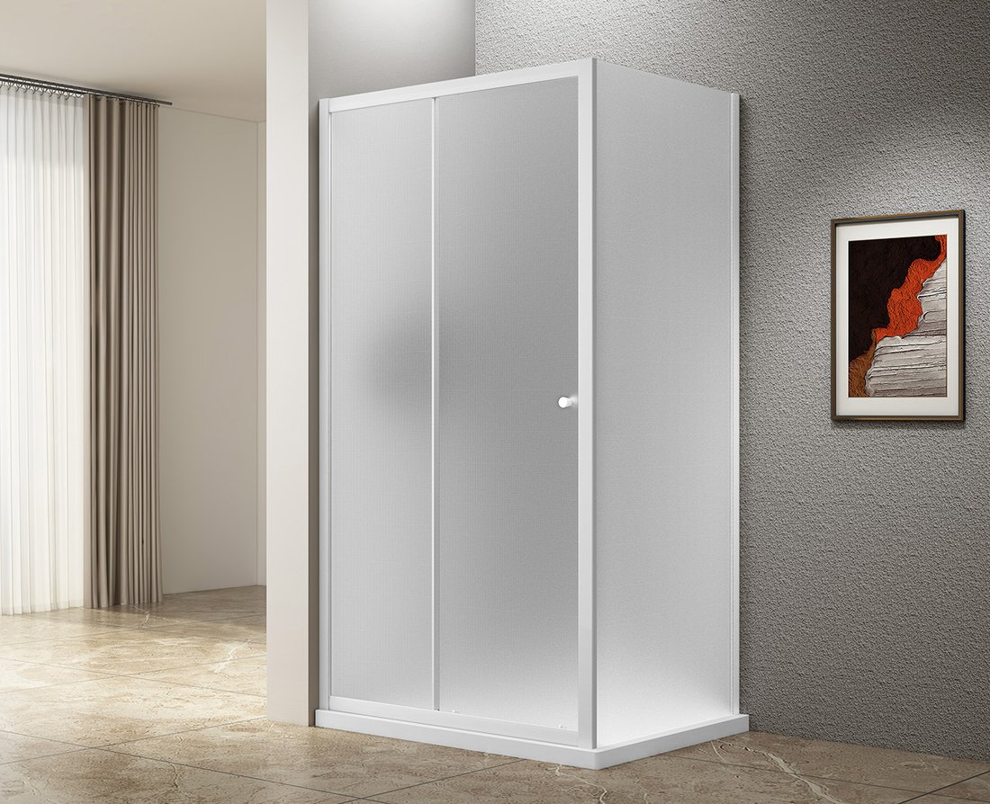 Aqualine UGGA posuvné sprchové dveře 1000 mm, sklo Brick, bílá AWS100