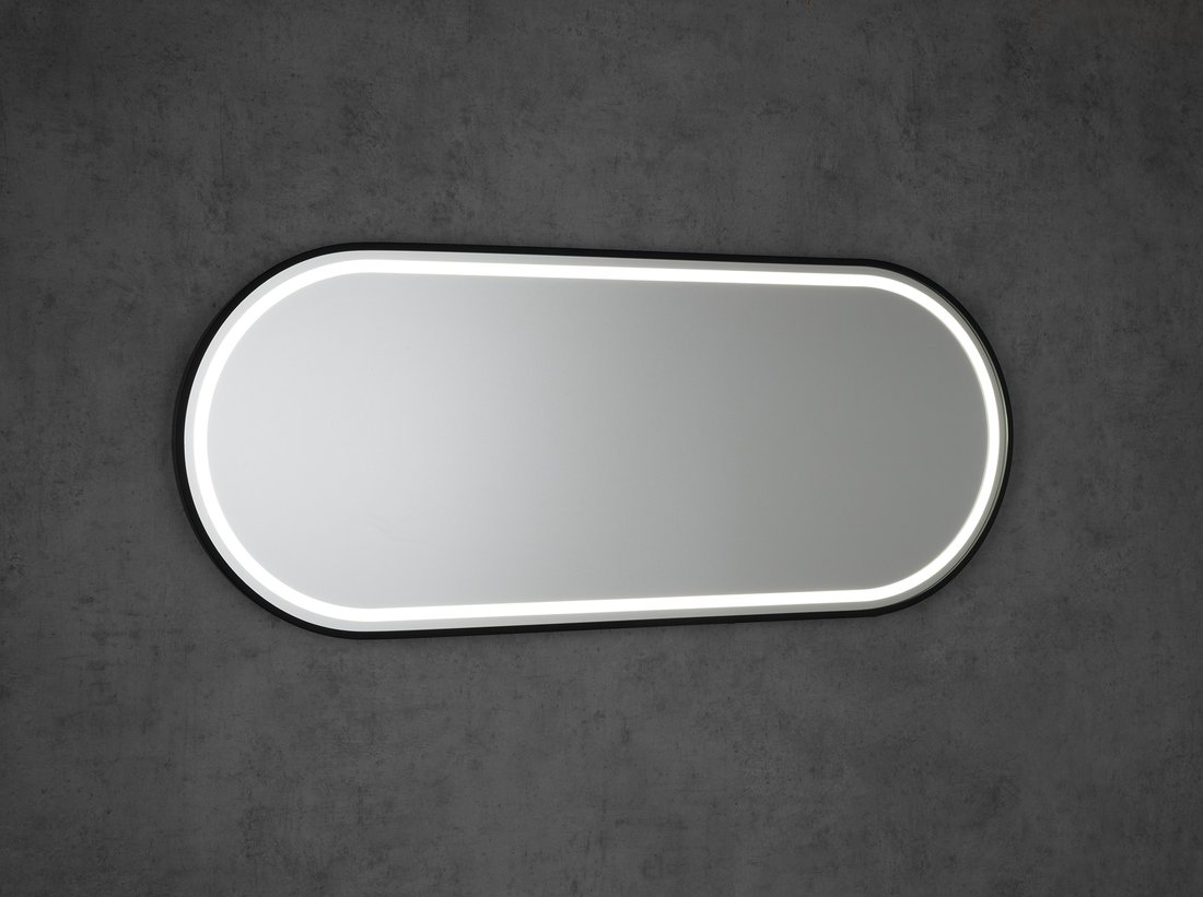 Sapho KAIRA oválné zrcadlo s LED osvětlením 50x120cm, černá mat KA500