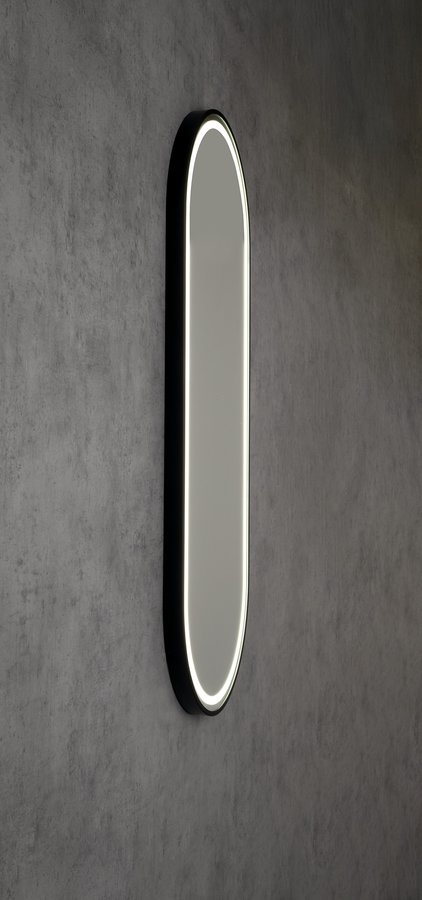 Sapho KAIRA oválné zrcadlo s LED osvětlením 50x120cm, černá mat KA500