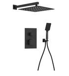 Photo: Concealed Shower Set with Thermostatic Mixer Tap, Installation Box, 2 Outlets, black matt