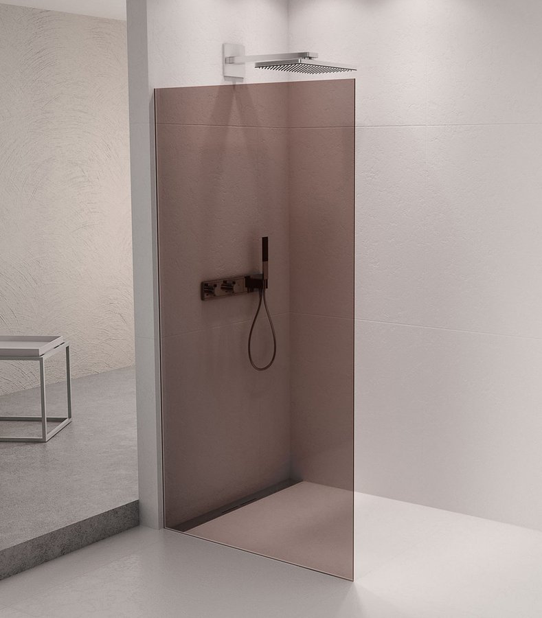 Polysan ARCHITEX sada pro uchycení skla podlaha-stěna se spádovou lištou, 1615x2105mm, levá, leštěný hliník AX2116L