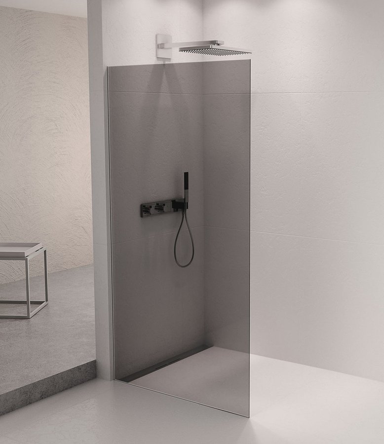 Polysan ARCHITEX sada pro uchycení skla podlaha-stěna se spádovou lištou, 1615x2105mm, levá, leštěný hliník AX2116L