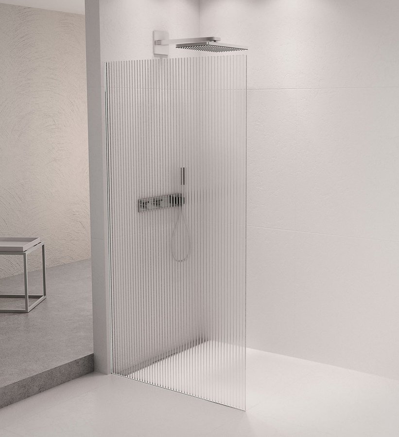 Polysan ARCHITEX sada pro uchycení skla podlaha-stěna se spádovou lištou, 1615x2105mm, levá, leštěný hliník AX2116L