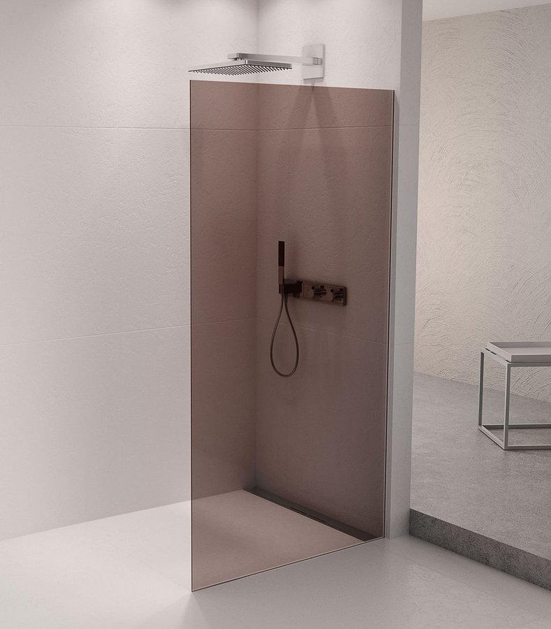 Polysan ARCHITEX sada pro uchycení skla podlaha-stěna se spádovou lištou, 1615x2105mm, pravá, leštěný hliník AX2116R