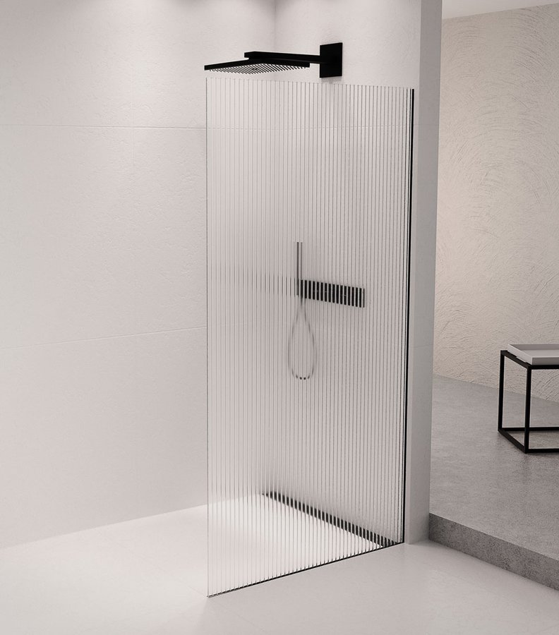 Polysan ARCHITEX sada pro uchycení skla podlaha-stěna se spádovou lištou, 1615x2105mm, pravá, černá mat AX2116BR