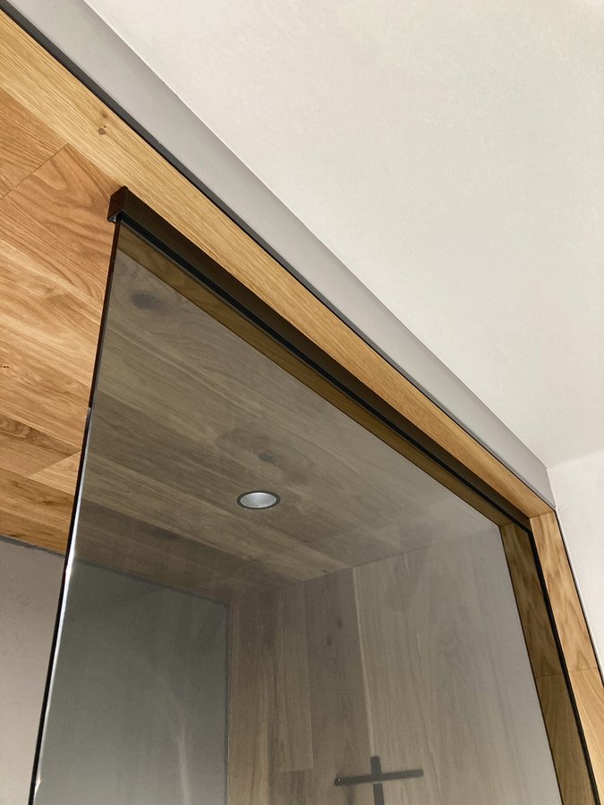 Polysan ARCHITEX sada pro uchycení skla, podlaha-stěna-strop se spádovou lištou, 1615x2600mm, pravá, černá mat AX2616BR