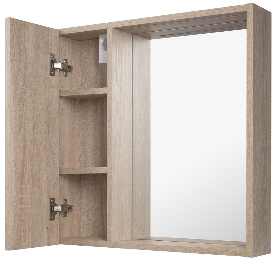 Aqualine ZOJA/KERAMIA FRESH STRIP galerka s LED osvětlením, 60x60x14cm, levá, dub platin 45027S