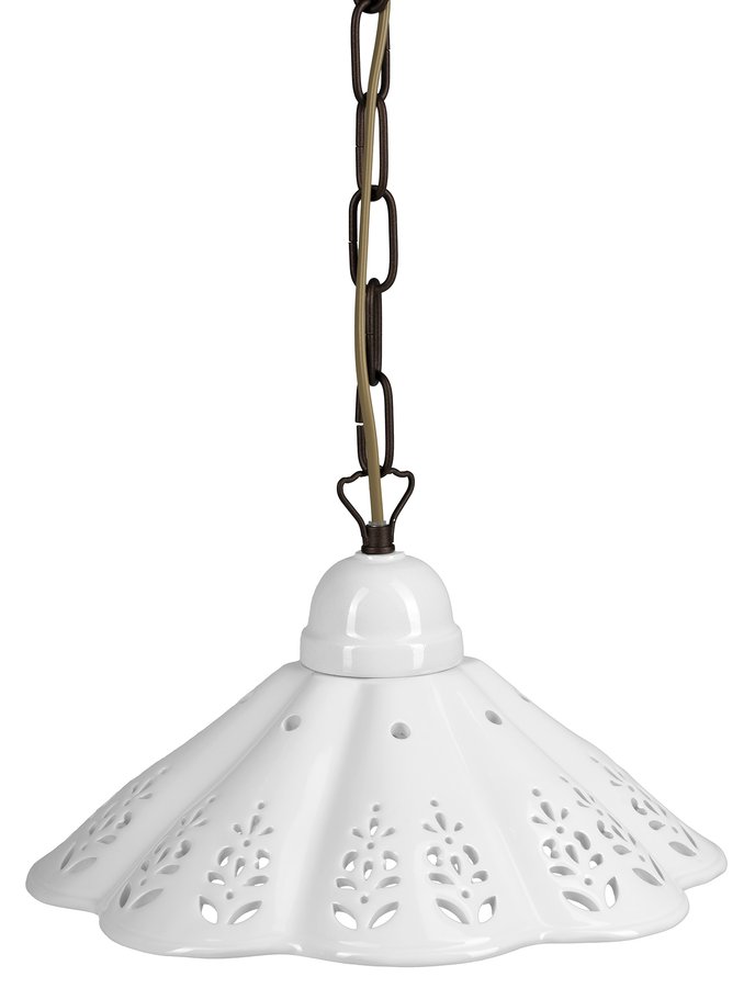 Sapho LAMPEDUSA závěsné svítidlo E27, 60W, 230V, IP21, keramické stínítko 30cm, mosazný řetěz MC111C