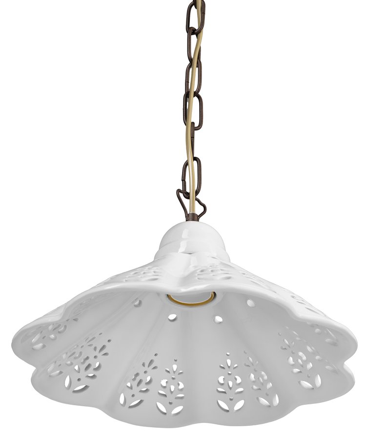 Sapho LAMPEDUSA závěsné svítidlo E27, 60W, 230V, IP21, keramické stínítko 30cm, mosazný řetěz MC111C