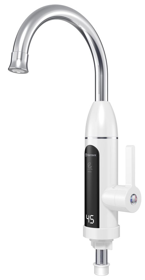 Aqualine RIO elektrická vodovodní baterie s průtokovým ohřívačem vody, 230V, 3kW, bílá/nerez 211086