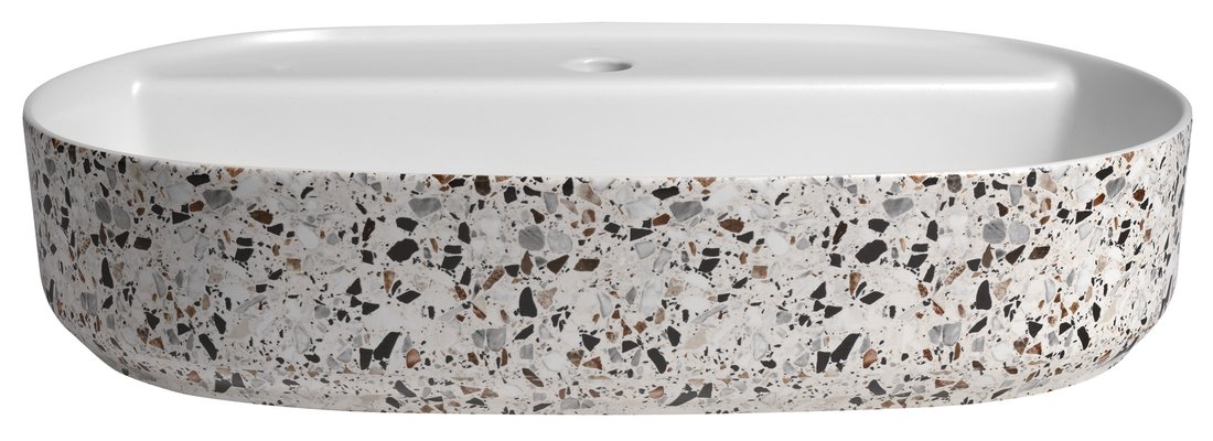 Isvea INFINITY OVAL keramické umyvadlo na desku, 60x40cm, terrazzo 10NF65060-2L-TRZ