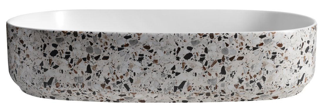 Isvea INFINITY OVAL keramické umyvadlo na desku, 55x36cm, terrazzo 10NF65055-2L-TRZ