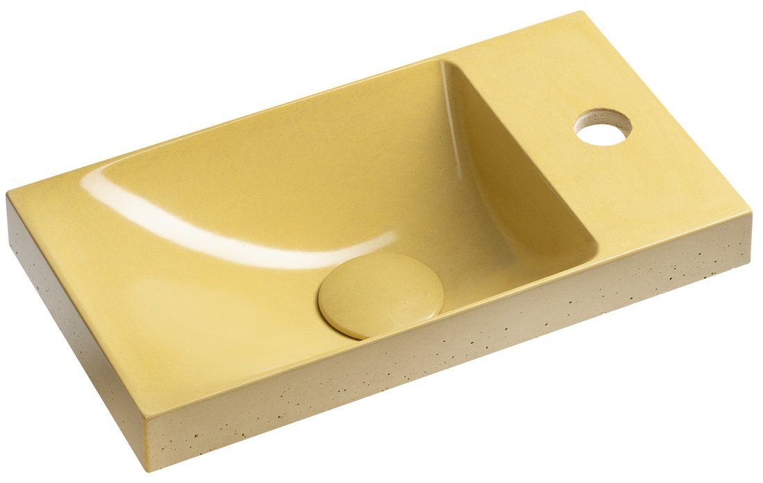 Sapho AGOS betonové umývátko 40x22cm, levé/pravé, žlutá lesk AS40022