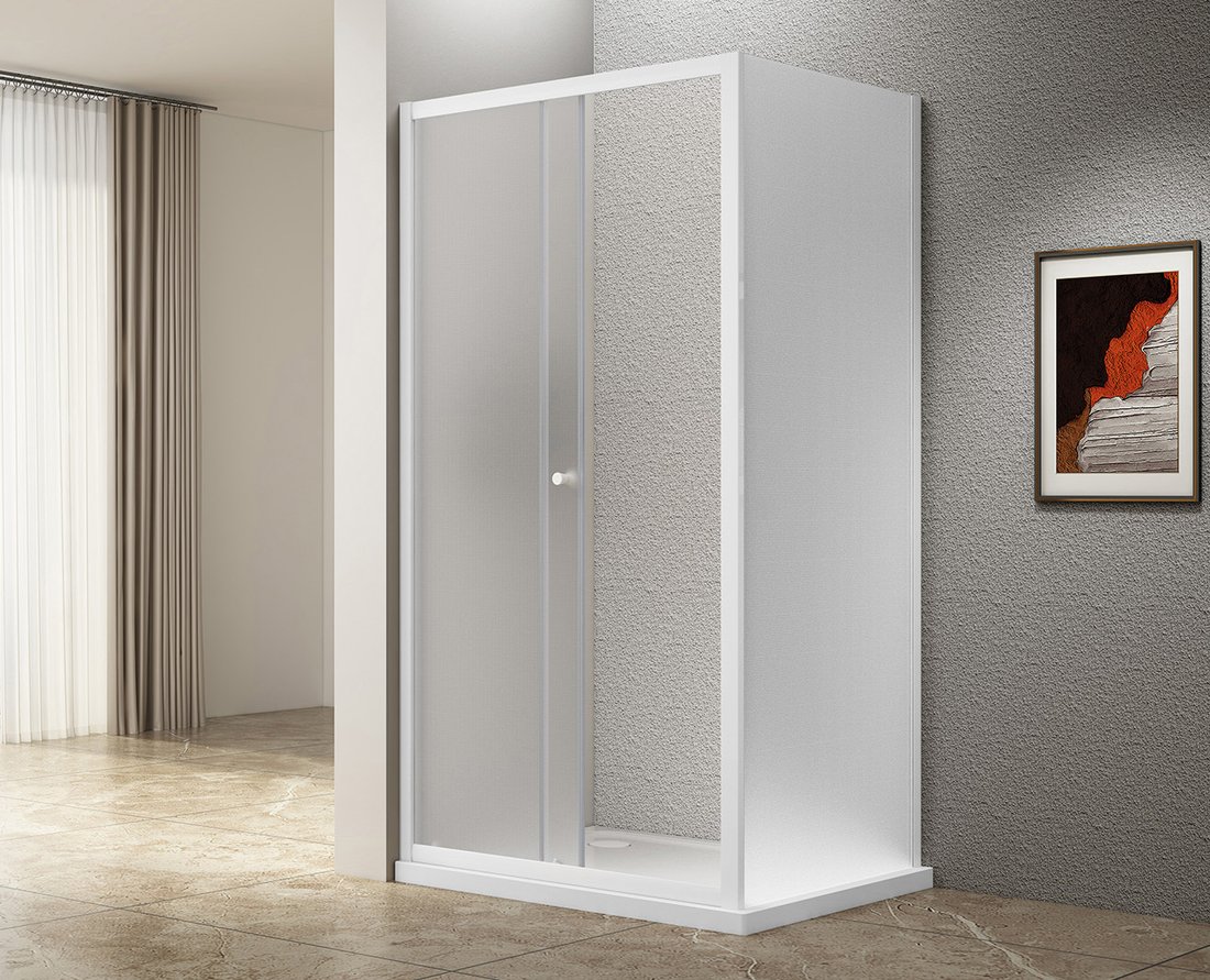 Aqualine UGGA obdélníkový sprchový kout 1000x800mm, sklo Brick, bílá AWS100-01