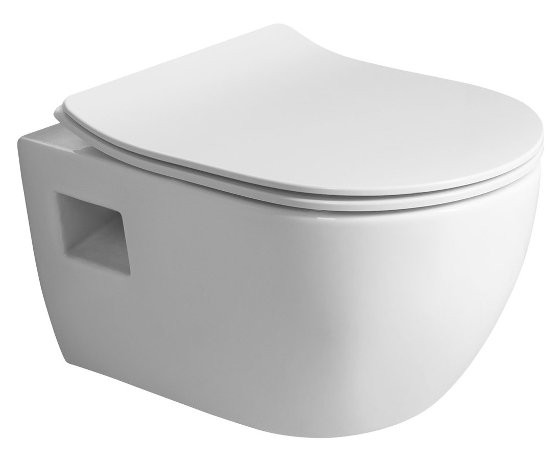Bruckner LUNA závěsná WC mísa, Vortex Rimless, 35,5x49cm, bílá 201.331.4
