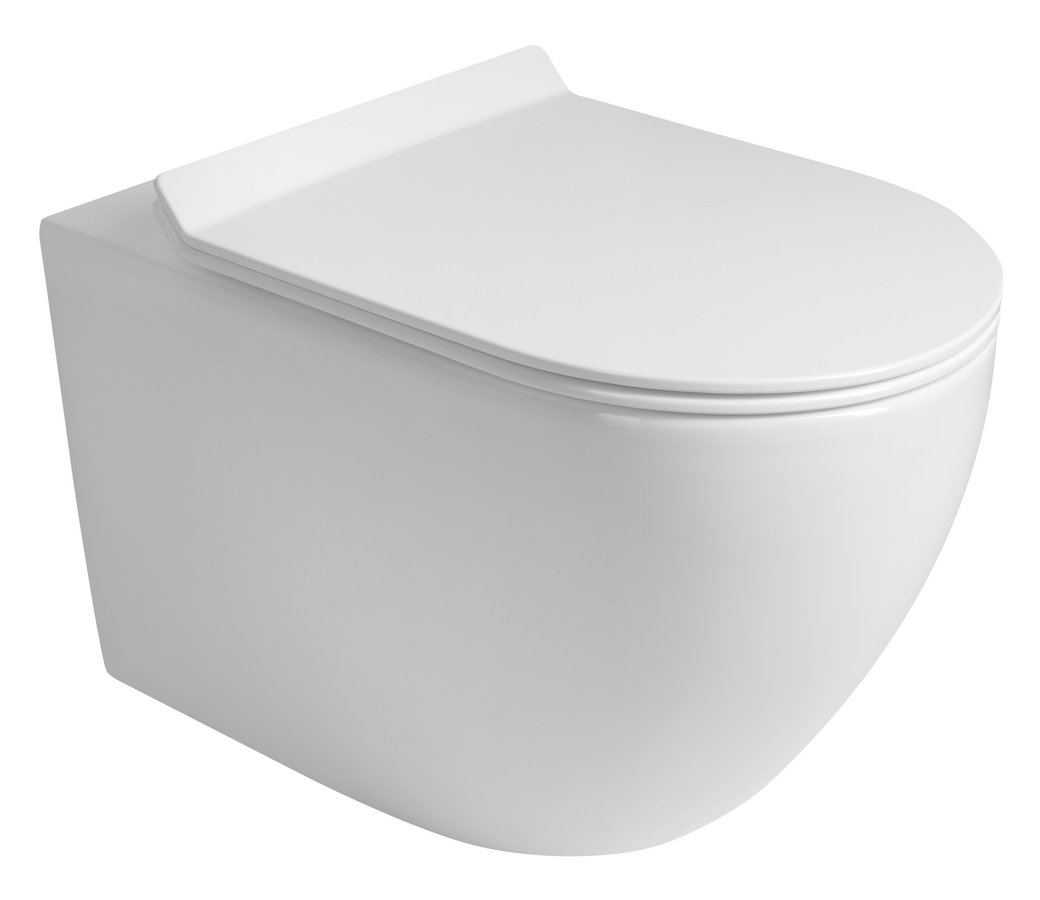 Aqualine CARLO závěsná WC mísa, Vortex Rimless, 36x53cm, bílá PRX.101.851