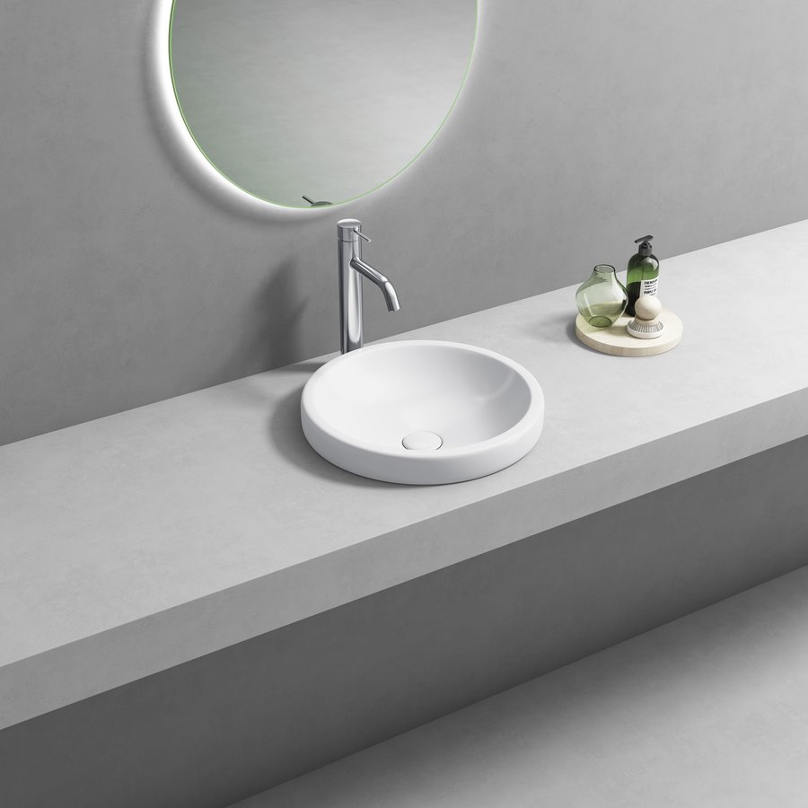 Aqualine ROLA keramické umyvadlo zápustné, průměr 41cm, bílá NP545
