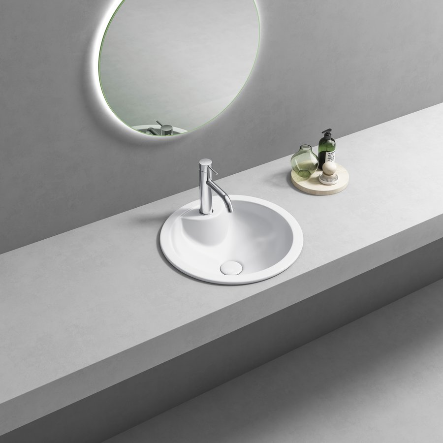 Aqualine SHIPRA keramické umyvadlo zápustné, průměr 46cm, bílá NP564