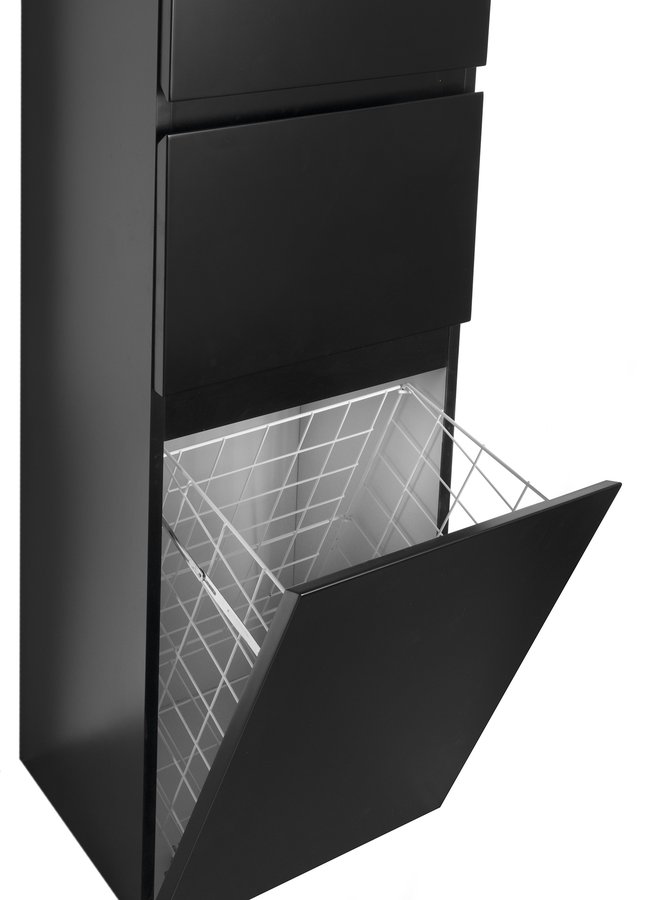 Aqualine ALTAIR vysoká skříňka s košem 40x184x31cm, černá mat, pravá AI685R
