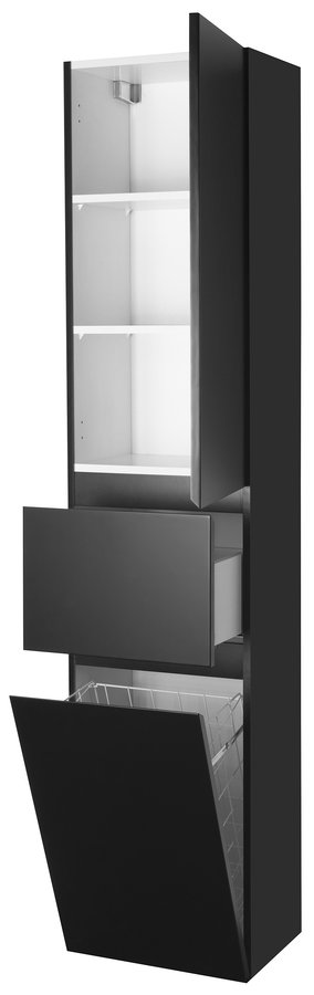 Aqualine ALTAIR vysoká skříňka s košem 40x184x31cm, černá mat, pravá AI685R