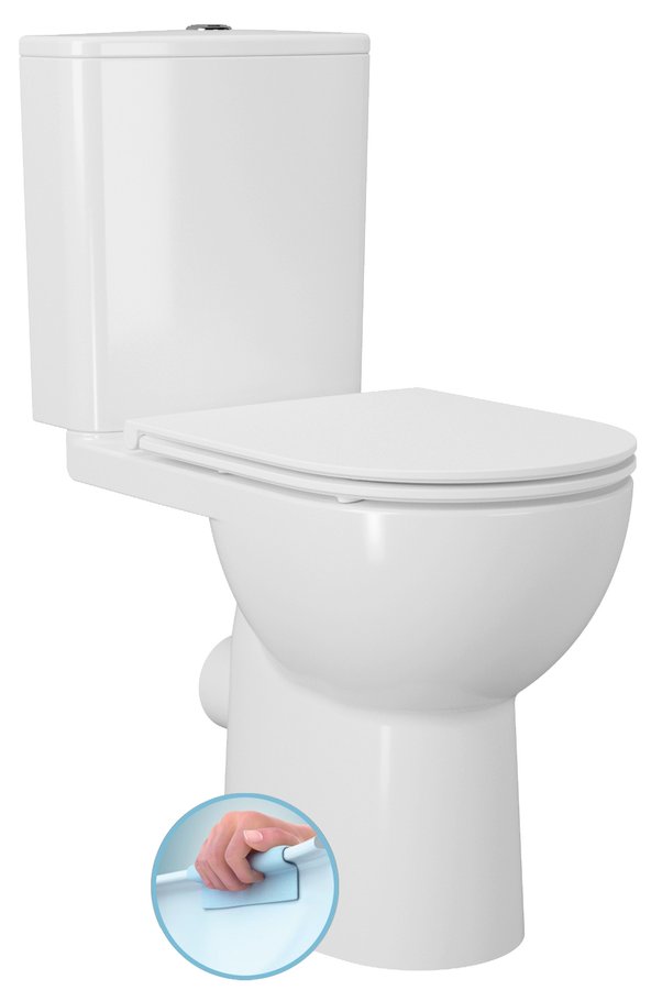 SANIVEX WC kombi, zvýšený sedák, Rimless, spodní/zadní odpad, bílá PC108WR