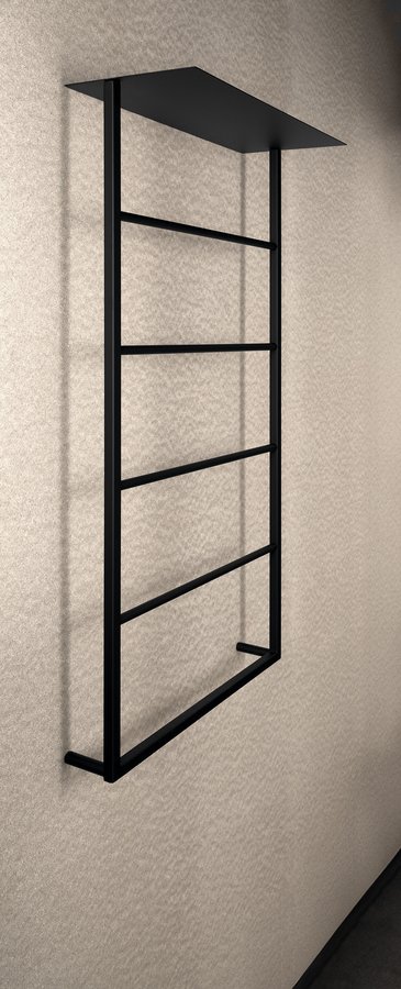 Sapho SKA nástěnný sušák ručníků s policí 604x1184x252mm, černá mat SKA702