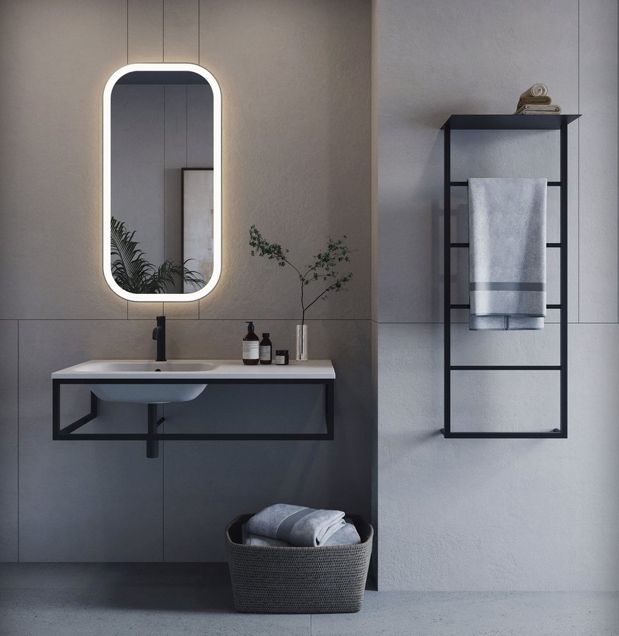 Sapho SKA nástěnný sušák ručníků s policí 604x1184x252mm, černá mat SKA702