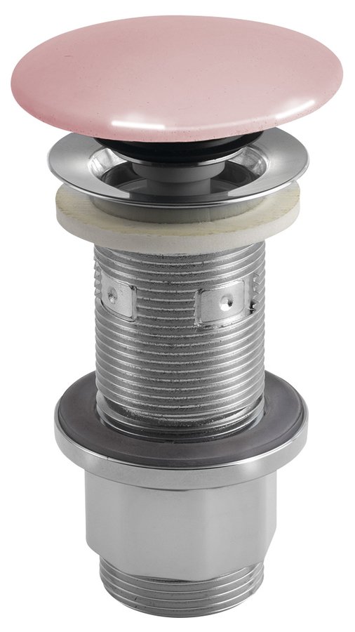 Umyvadlová výpust 5/4“, click-clack, betonová zátka, 10-80mm, růžová pololesk AS921