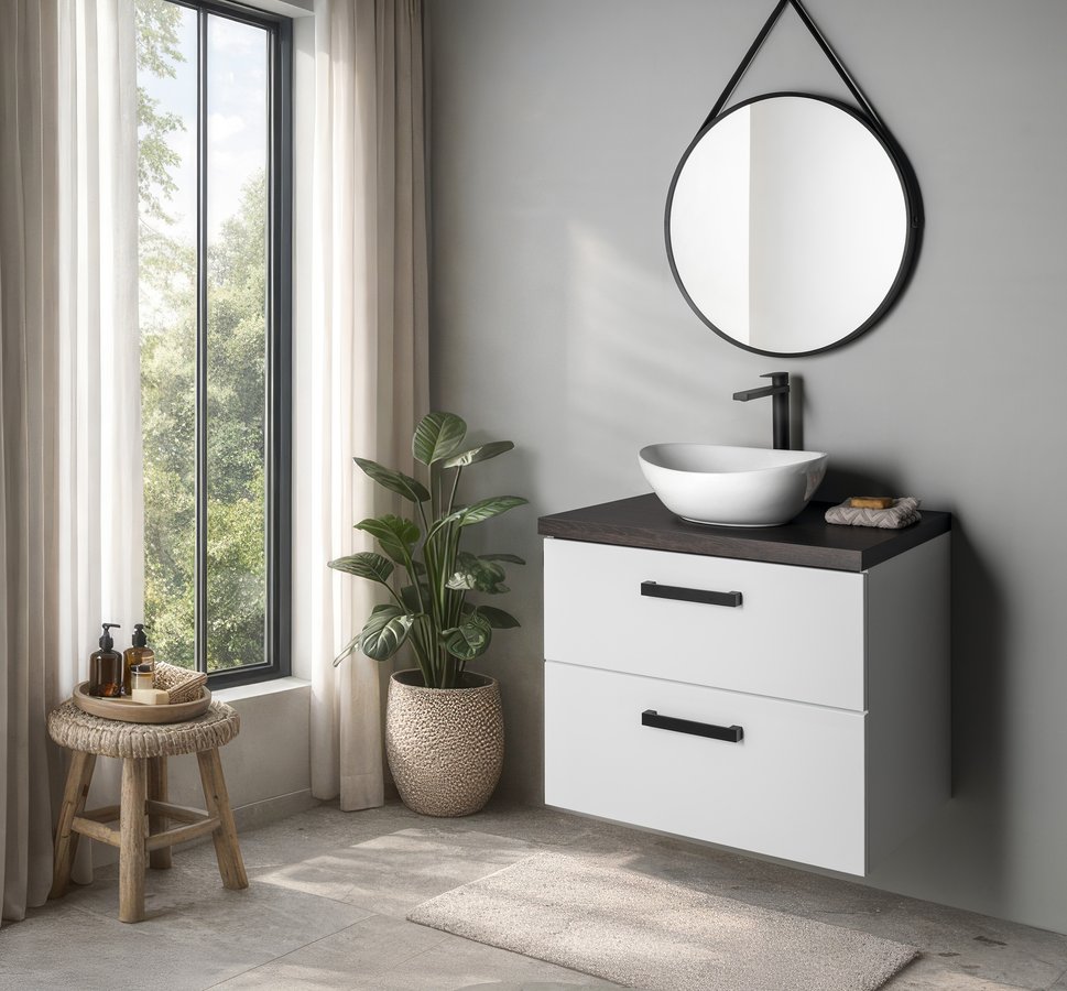Aqualine VEGA deska pod umyvadlo 52x45cm, dub černý VG655